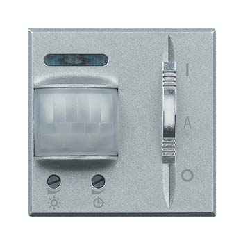 Rörelsedetektor för standarddosa med på/av/auto-väljare, rörelsevakt PIR 105°.