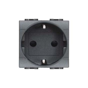 Socket 16A with earth lateral contacts - anthracite