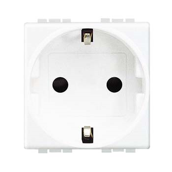Socket 16A with earth lateral contacts - white