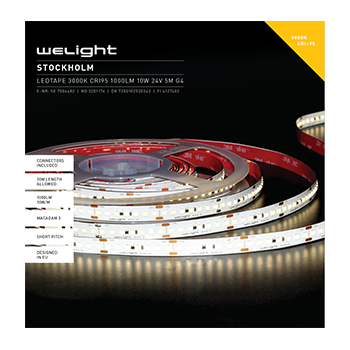 STOCKHOLM LEDtape 3000K CRI95 1000LM 10W 24V 5M G4