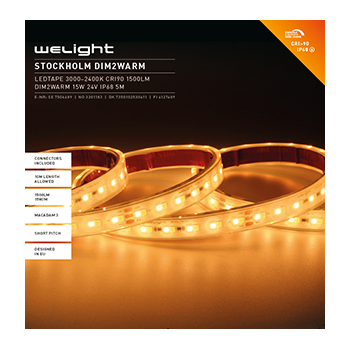 STOCKHOLM LEDtape 3000-2400K CRI90 1500LM D2W 15W 24V IP68 5M